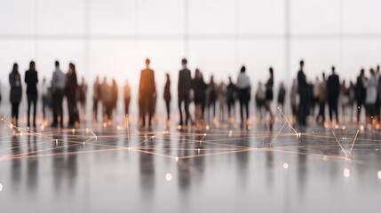 Networked business people represent global business connections and collaborations