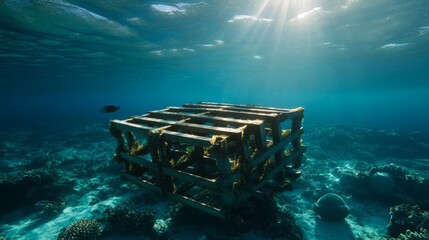 Underwater exploration of coral reef habitat ocean floor marine life photography tranquil environment depth perspective ecosystem awareness