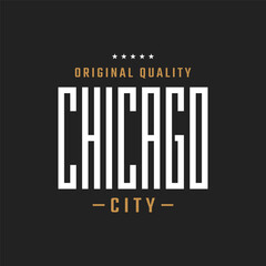 Chicago City Typography Design on Black Background