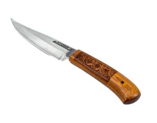 Minangkabau Parang Knife with Wooden Sheath on White Background