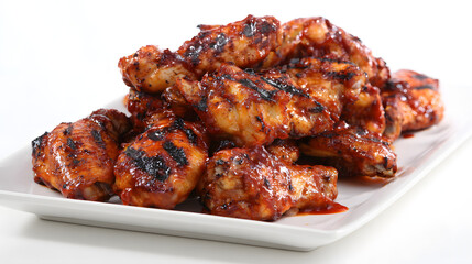 Grilled Chicken Wings Marinated with Spices on a White Platter