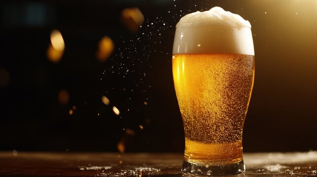 Celebrating craft beer local brewery beverage photography warm lighting close-up shot refreshing experience - Powered by Adobe