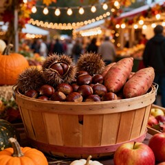 가을축제장터의밤과고구마바구니