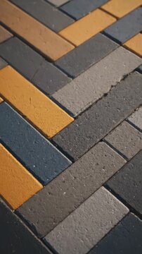 Abstract Geometric Pattern of Multicolored Paving Stones Arranged in Herringbone Design