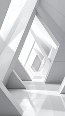 Abstract white architectural hallway