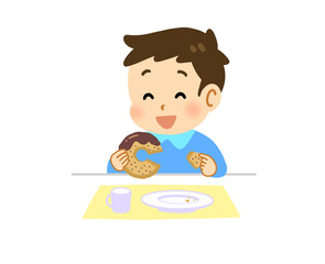 おやつを食べる子どものイラスト