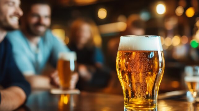 Cheers to good times celebrating craft beer with friends at a cozy bar indoor gathering socializing warm atmosphere