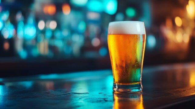 Enjoying craft beer at a cozy bar urban setting beverage photography warm atmosphere eye-level view socializing concept