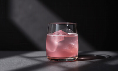 A Pop of Celebration: A Pastel Pink Whiskey Glass of Champagne