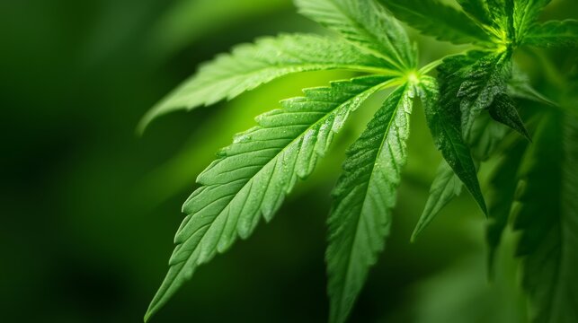 Exploring the therapeutic benefits of cannabis leaves botanical garden nature photography lush environment close-up view healing concept