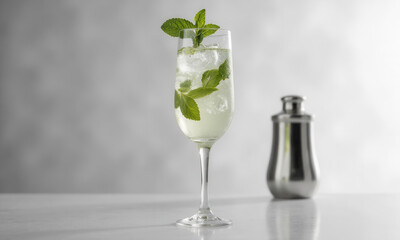 A Portrait in Bold Celebration: A Vibrant Red Wine Glass of Mojito