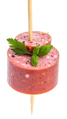 Sausage slices on a stick