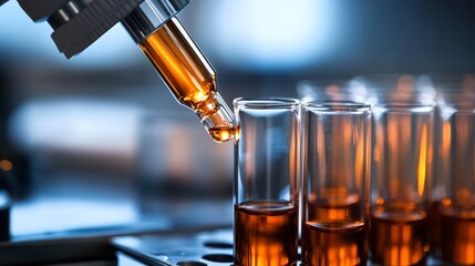 Laboratory experiment with precision dropper science facility close-up image research environment detailed viewpoint chemistry concept