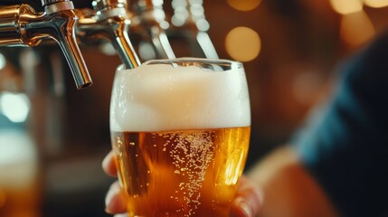 Pouring a refreshing beverage brewery taproom beer glass rustic atmosphere close-up view craft beer experience