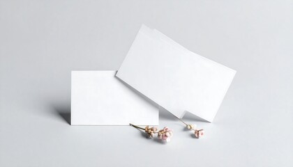 Blank business cards with flowers