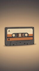 Fototapeta premium Cassette tape illustration depicts a retro audio medium with a vintage, nostalgic aesthetic, displaying the classic playback design.