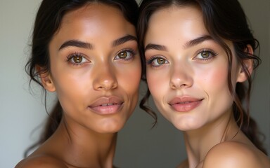 twins women with perfect skin and natural make-up. High quality