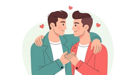 Affectionate Gay Couple Embracing with Love and Happiness.