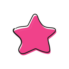 Pink star with black outline, cartoon style