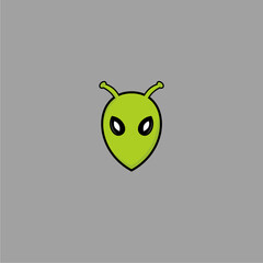 Head of Alien color green vector
