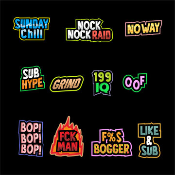 Text emotes twitch vector illustration