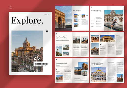 Travel Itinerary Magazine Template