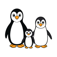 A cozy penguin family huddles together on the ice, parents shielding their fluffy chick from the cold winds. Their bond shines in every gentle nuzzle and warm embrace.
