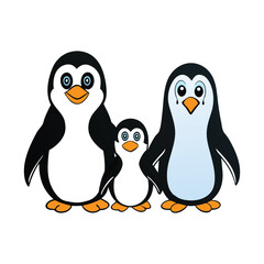 A cozy penguin family huddles together on the ice, parents shielding their fluffy chick from the cold winds. Their bond shines in every gentle nuzzle and warm embrace.
