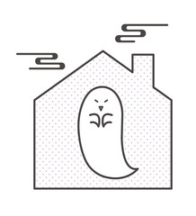 事故物件で幽霊が出る住宅のイラスト