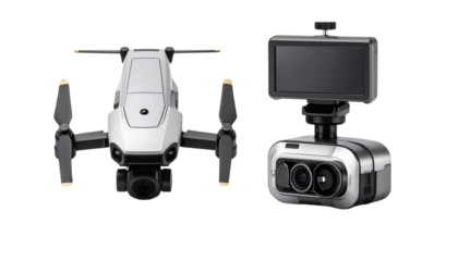  Mini Submersible Drone and Underwater Sensor Set, isolated on transparent background