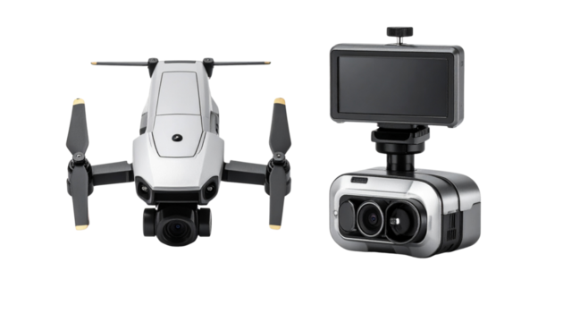  Mini Submersible Drone and Underwater Sensor Set, isolated on transparent background