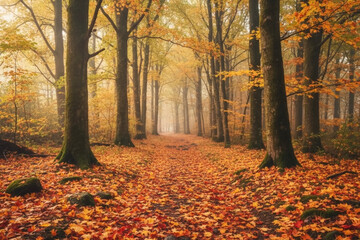 Obraz premium Landscape autumn season in the forest.