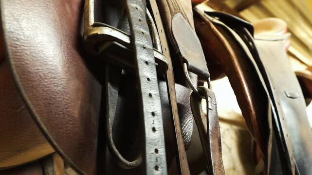 close up of a Horse saddle. Horse polo.