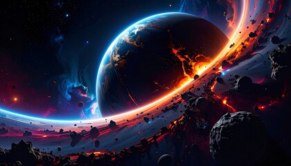 Planetscape with nebula