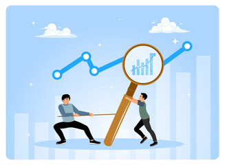 Teamwork to analyze data charts to improve statistics.