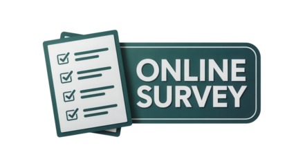 Digital online survey form with checklist and green sign  representing customer feedback and market research