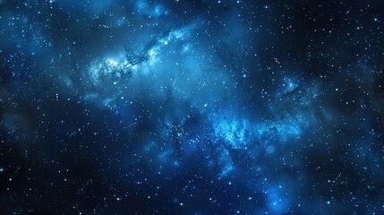 Obraz premium Cosmic Galaxy Blue Nebula Background. Starry Space Universe with Glowing Dust Clouds for Astronomy, Science, and Mysterious Digital Wallpaper.