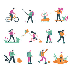 Fototapeta premium Diverse People Enjoying Outdoor Activities and Hobbies.