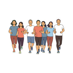Obraz premium Group of People Jogging Together for Exercise and Fitness.
