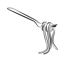 Fork with spaghetti – vector illustration symbol of Italian cuisine, Italian culture, culinary passion, Italian identity, social life