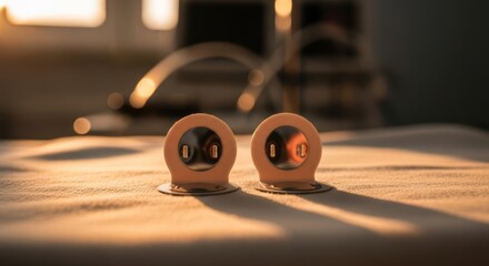 Close-up of modern furniture hardware under warm lighting creating a calming ambience