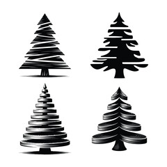 Obraz premium Abstract Christmas tree graphic set for festive card and seasonal branding design