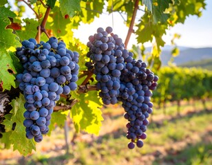 Naklejka premium Ripe grapes in vineyard