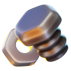 bolt 3d render icon, construction illustration