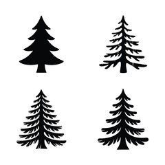 Stylish geometric Christmas tree icon bundle for decoration and branding design