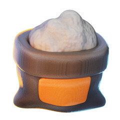 cement 3d render icon, construction illustration