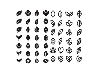 Collection of blace leaves set design elements