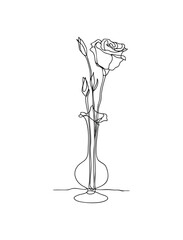 Hand Drawn One line art Flower Vase Illustration