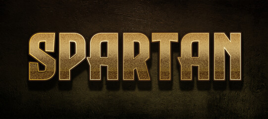 Editable Spartan text style, metallic gold grunge texture effect © WS Design