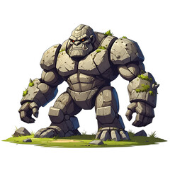 Stone golem cartoon style png file 